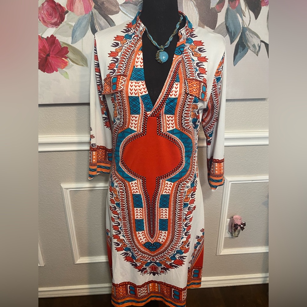 Vibrant Multicolor Tribal Print Dress - Picture 9 of 15